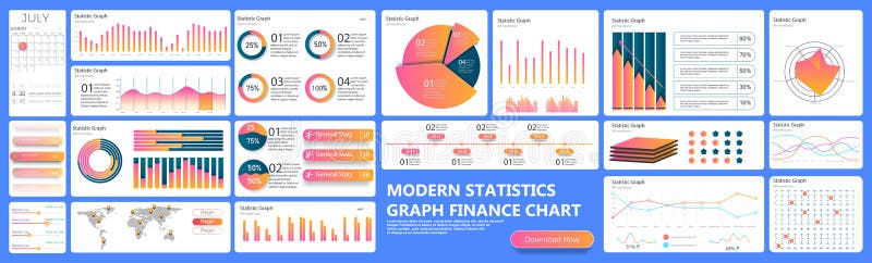 Infographic dashboard. Finance data analytic charts, trade statistic graph and modern business chart column. Analytics